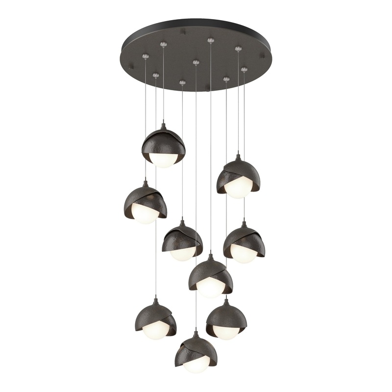 Brooklyn 9-Light Double Shade Pendant Dark Smoke Oil Rubbed Bronze