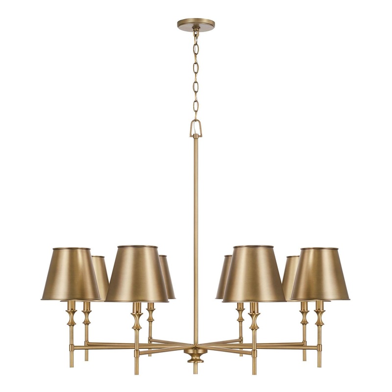 Capital Lighting 449781AD-707 Whitney 8 Light Chandelier Aged Brass