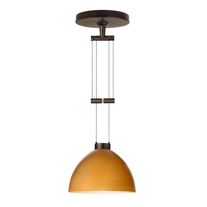 One Light Pendant from the Brella Collection in Bronze Finish by Besa
