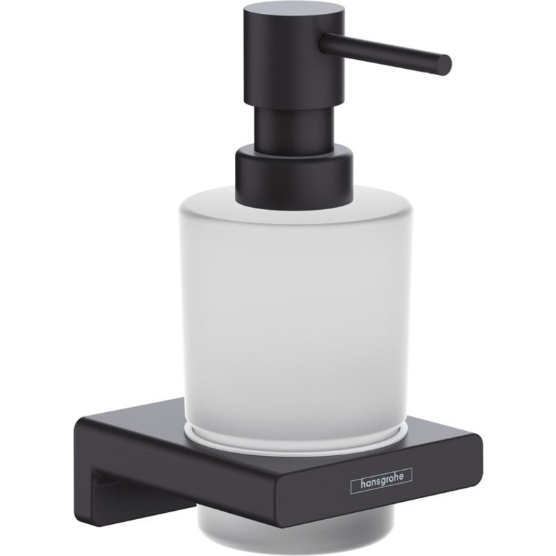 Soap Dispenser AddStoris Matte Black Wall Mount Glass Metal Pump 6.75 Fluid Ounces
