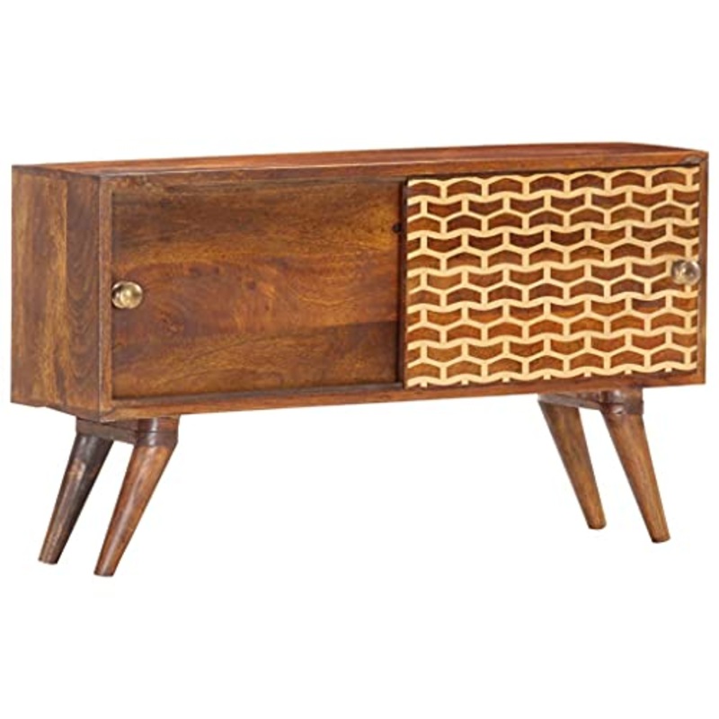 vidaXL Credenza Madia Mobile Armadietto Armadio Mobiletto Alto Portaoggetti Cassa Cassapanca Marrone Miele 88x24x50 cm Legno Massello di Mango