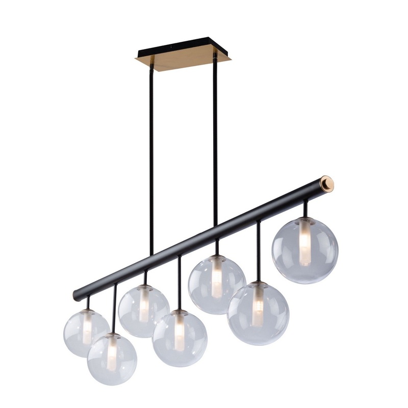 Aurelia Linear Chandelier – Matte Black & Brass / 48.00