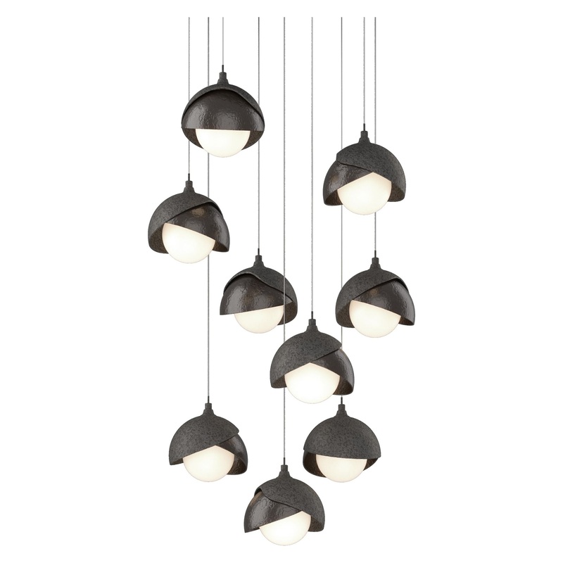 Brooklyn 9-Light Double Shade Pendant Natural Iron Oil Rubbed Bronze