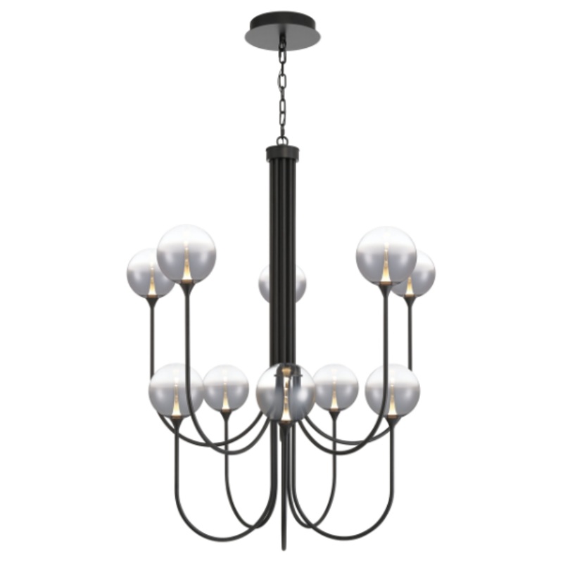 Iissa 10-Light 40″ Chandelier Black Smoked Glass