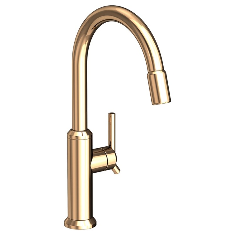 Kitchen Faucet Jeter 1 Lever ADA French Gold PVD Pull Down Spout Height 10-7/9 Inch 1.8 Gallons per Minute