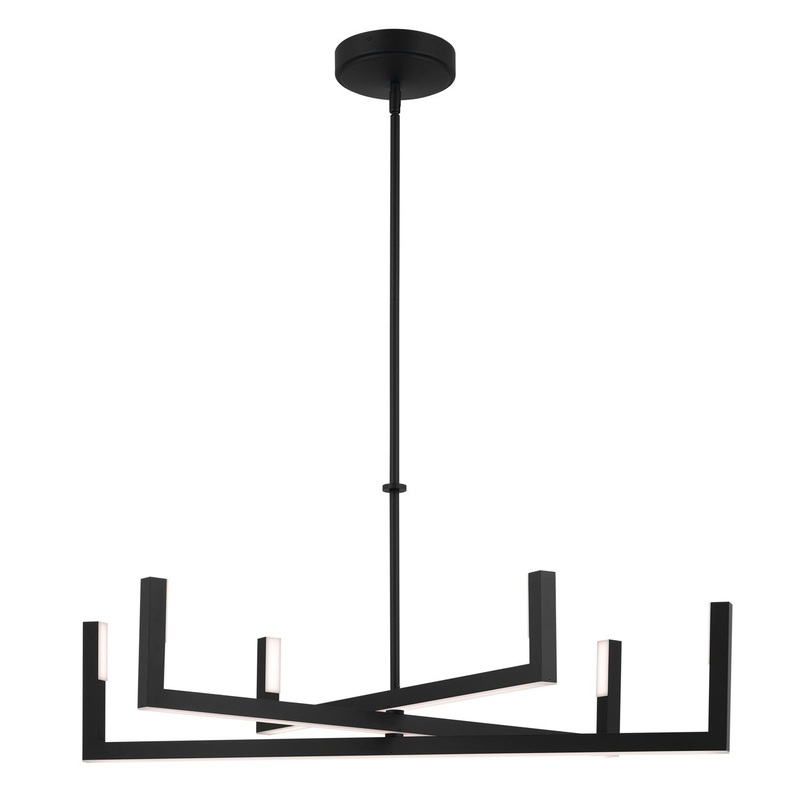 LED Chandelier from the Priam Collection in Matte Black Finish by Kichler