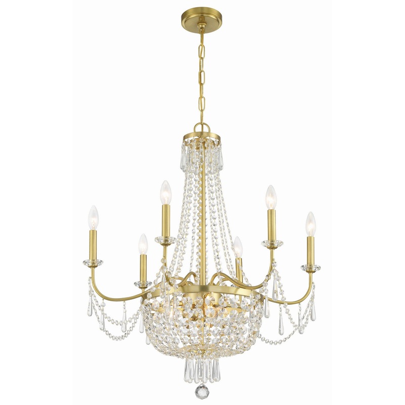 Nine Light Chandelier from the Haywood Collection in Aged Brass Finish by Crystorama