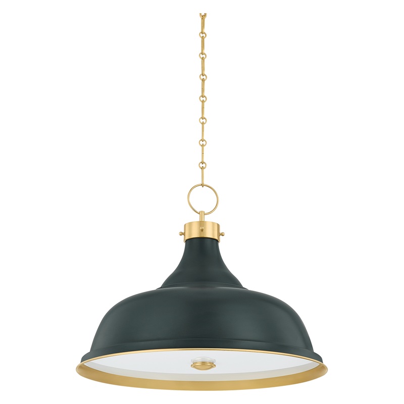 Painted No.1 4-Light Pendant Aged Brass/Soft Studio Green