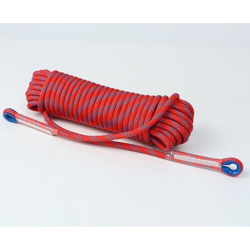Red 10mm Double Hook Climbing Rope Set – 20m Durable Outdoor Safety Rescue Cord