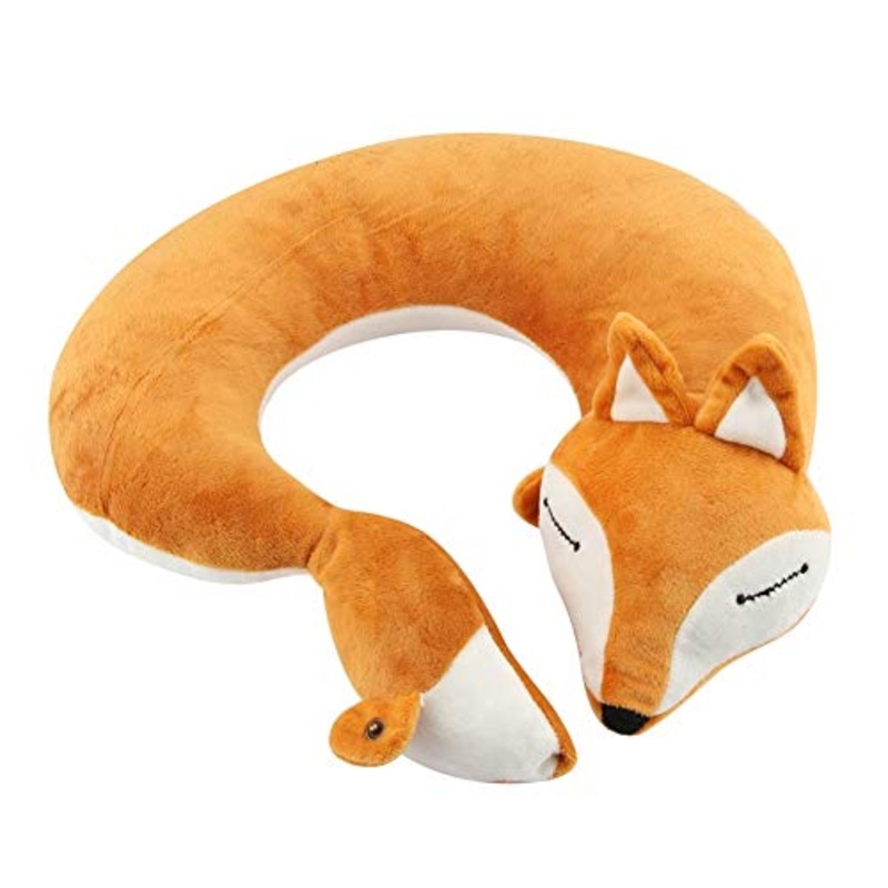 Rockyin Fox Forma Collo di Corsa del Cuscino Soft Air Ferro di Cavallo Salute Cuscino (Brown Fox)