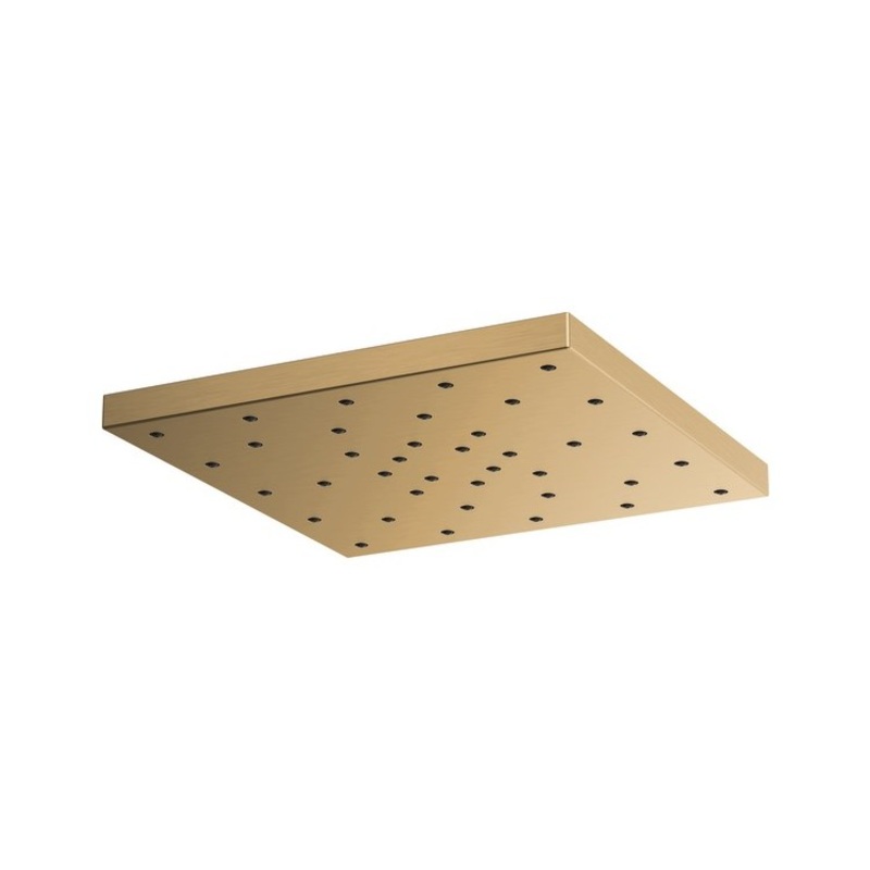 Showerhead Universal Showering 1 Function Linear Round Rain Can Brilliance Luxe Gold 14 Inch 1.75 Gallons per Minute Square H2OKinetic Drenching Spray