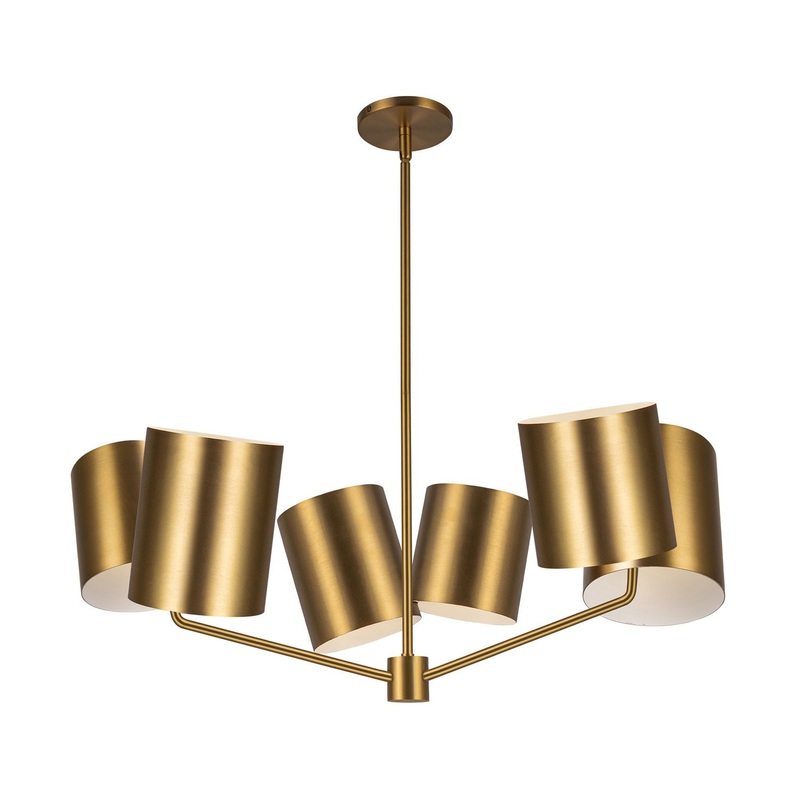 Six Light Chandelier from the Keiko Collection in Brushed Gold Finish by Kuzco Lighting