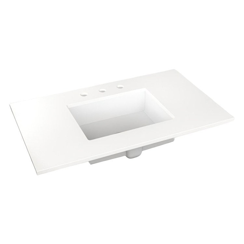 Vanity Top Craft Undermount 37 Inch White Zeus 8 Inch Spread Silestone Quartz 3 Hole