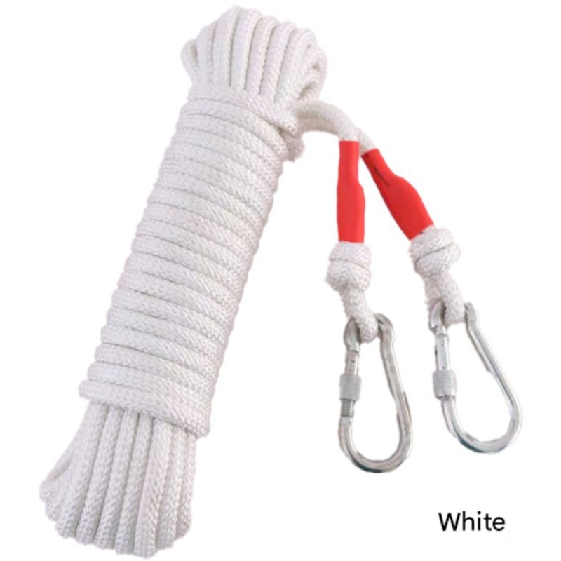 White With Wire Core Heavy Duty Adjustable Clothesline Set (4 Pack) – 15m Steel Wire Core Nylon Rope with Hooks for Outdoor & Camping