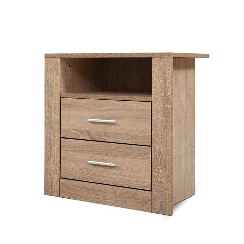 Artiss Bedside Table 2 Drawers with Shelf – TARA Oak