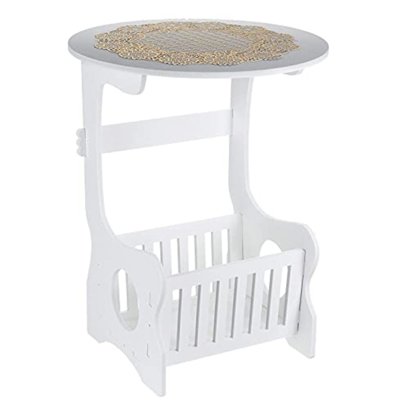 Comodino Tavolino piccolo con cesto portaoggetti Scrivania rotonda per laptop Comodino Divano Divano Comodino Tavolino Scaffale Scaffale Portaoggetti Per ufficio a casa Design moderno Mobili camera da