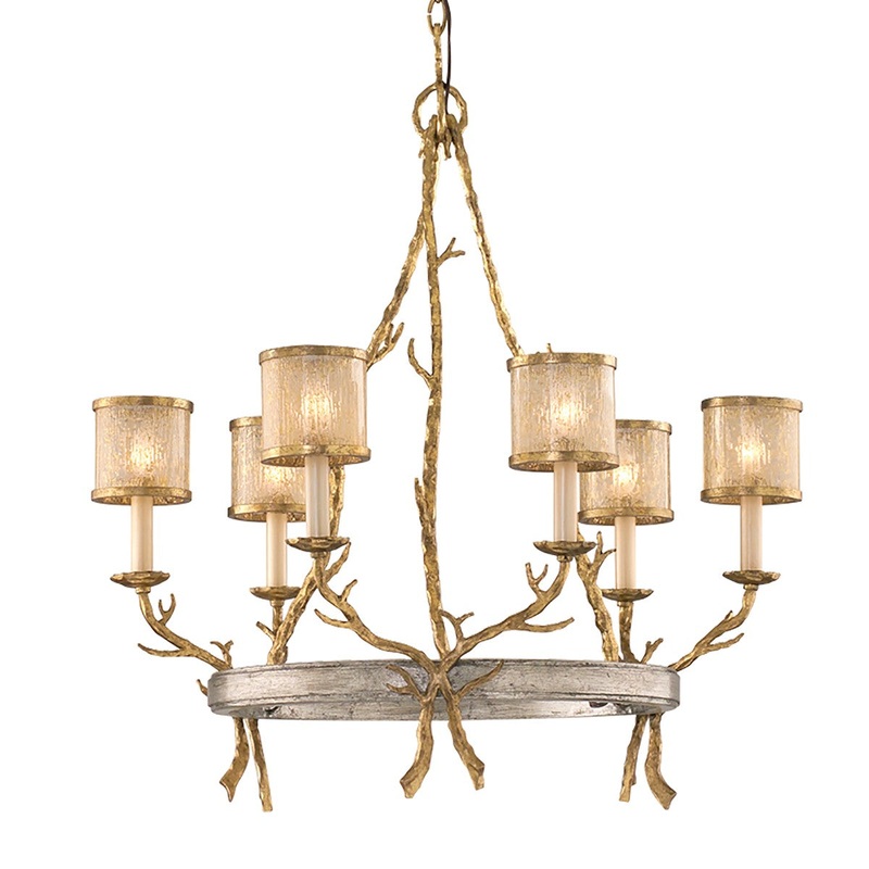 Corbett Lighting 66-06-VGL/SSL Parc Royale Six Light Chandelier Vintage Gold Leaf