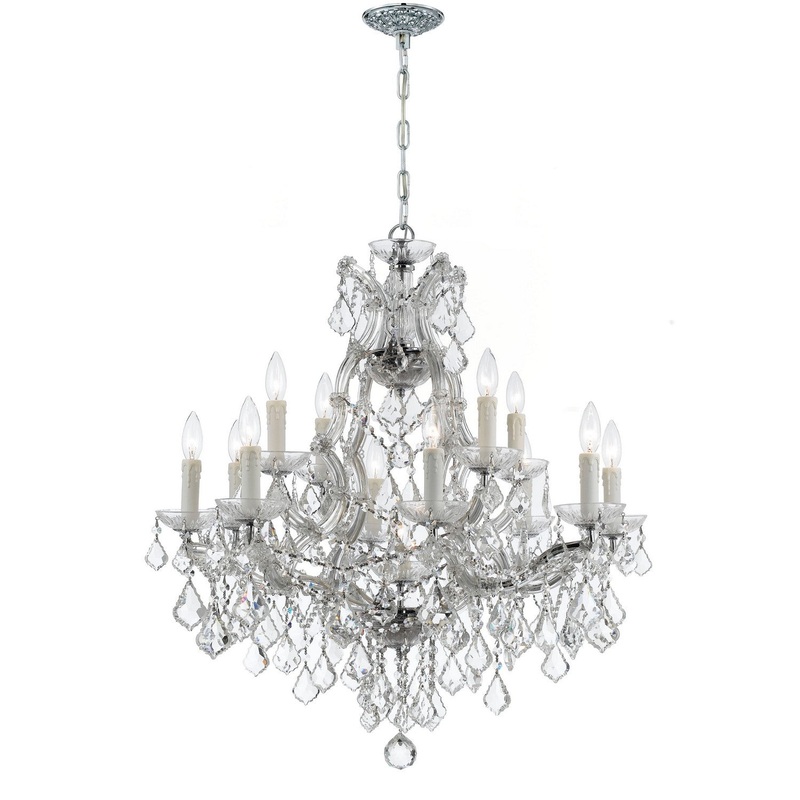 Crystorama 4412-CH-CL-SAQ Maria Theresa 13 Light Chandelier Polished Chrome