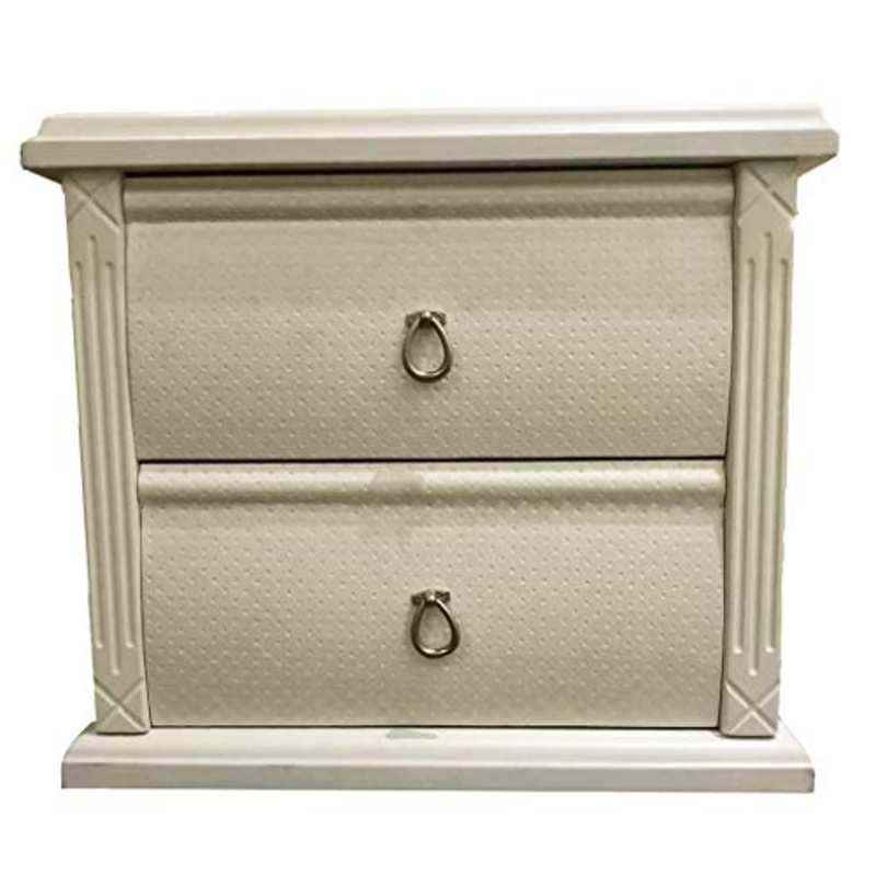 FAPROL Comodino Avorio per Camerette Comodini in Legno con Cassetti Comodina con Maniglia Ad Anello Armadietti Portaoggetti