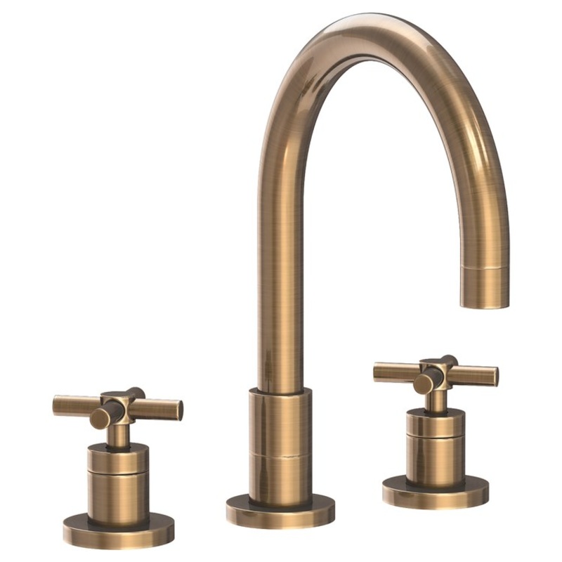 Kitchen Faucet East Linear 8 to 20 Inch Spread 2 Cross ADA Antique Brass Spout Height 5-11/16 Inch Spout Reach 7-7/8 Inch 1.8 Gallons per Minute