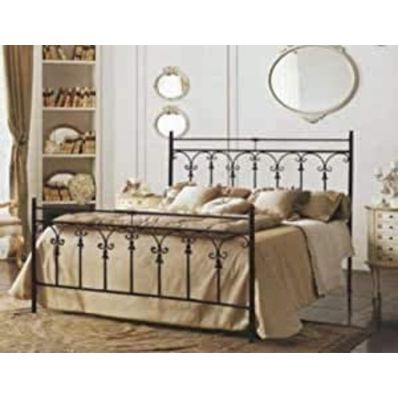Letto 1 Piazza e Mezza, in Ferro BATTUTO, Modello Amelia, Vari Colori (Nero, Sfumature Oro)