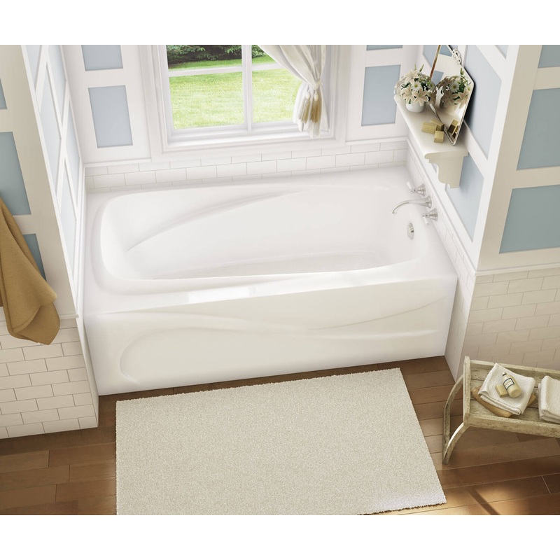 MAAX 105231-091-001-002 Santorini 60 x 32 Acrylic Alcove Right-Hand Drain 10 Microjets Bathtub in White