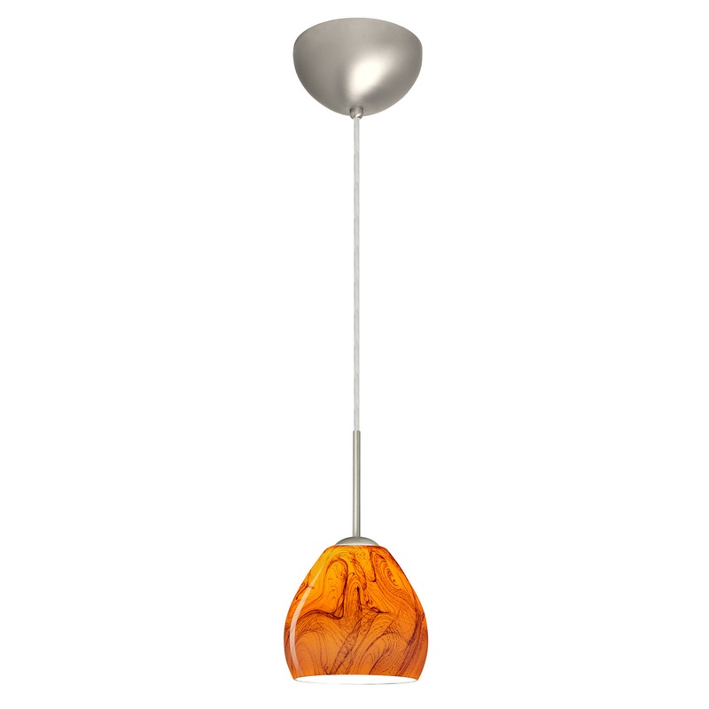 One Light Pendant from the Bolla Collection in Satin Nickel Finish by Besa