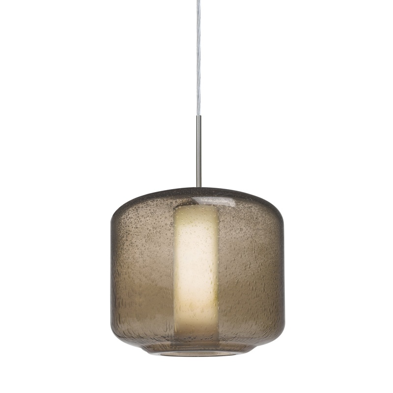 One Light Pendant from the Niles Collection in Satin Nickel Finish by Besa