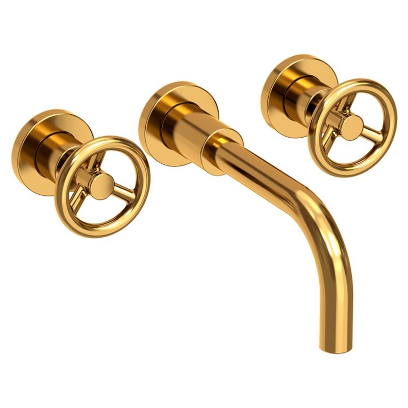 Slater Two Handle Wall-Mount Bathroom Faucet – Aged Brass