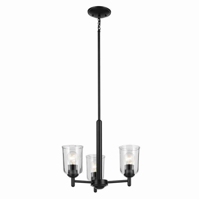 Three Light Mini Chandelier from the Shailene Collection in Black Finish by Kichler