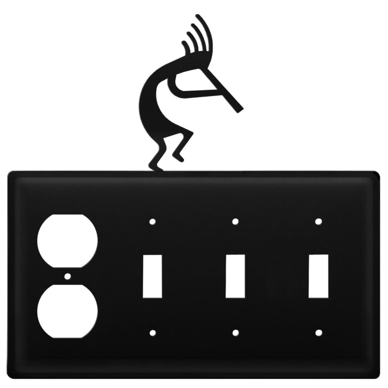 Village Wrought Iron EOSSS-56 Quad Kokopelli Single Outlet and Triple Switch Cover CUSTOM Product