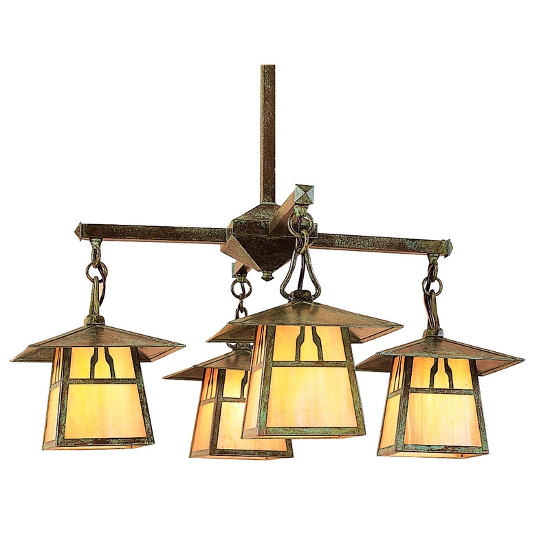 Arroyo CCH-8/4BGW-VP Carmel Four Light Chandelier Verdigris Patina