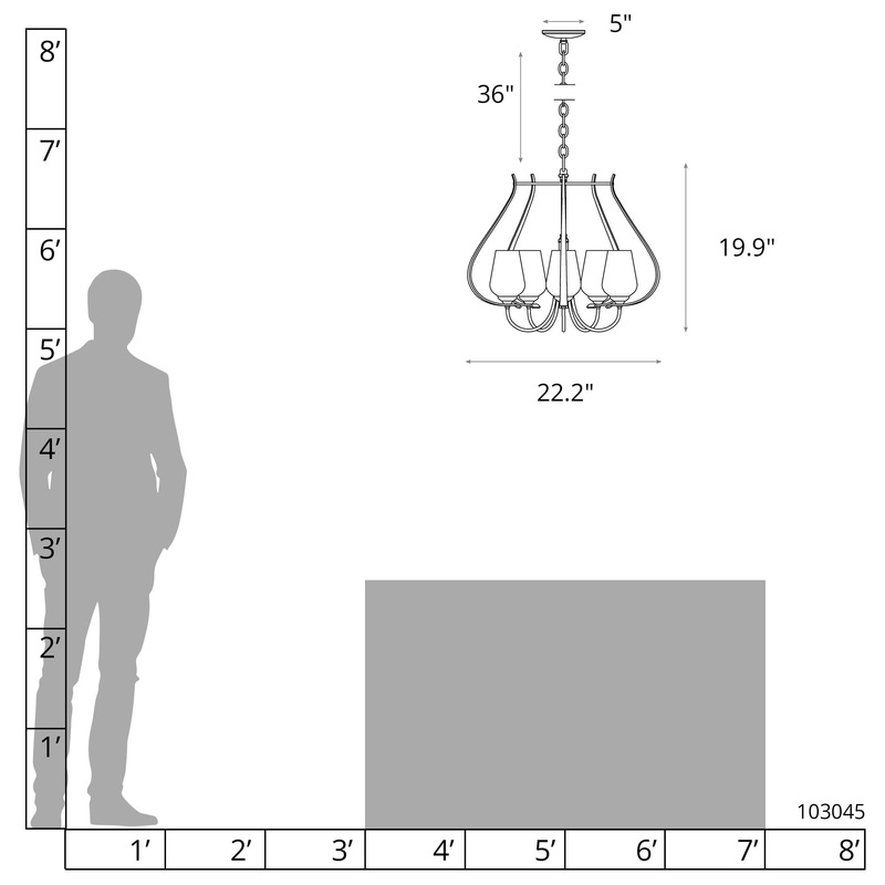 Flora 5-Arm Chandelier White Opal Glass (GG)