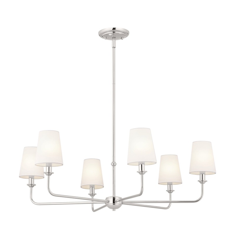 Kichler 52516PN Six Light Chandelier, Polished Nickel