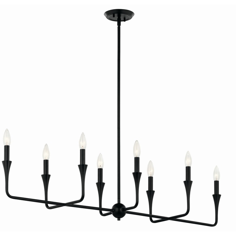 Kichler 52693BK Eight Light Linear Chandelier, Black
