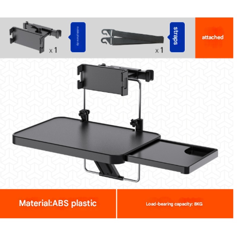Load Capacity 8kg Multi-Function Car Steering Wheel & Seat Back Tray – Foldable Desk with Drink Holder