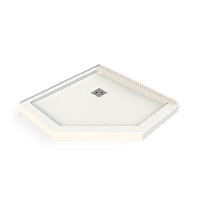MAAX 106380-000-001-000 Neo-Angle Base 38 Acrylic Corner Left or Right Shower Base with Corner Drain in White