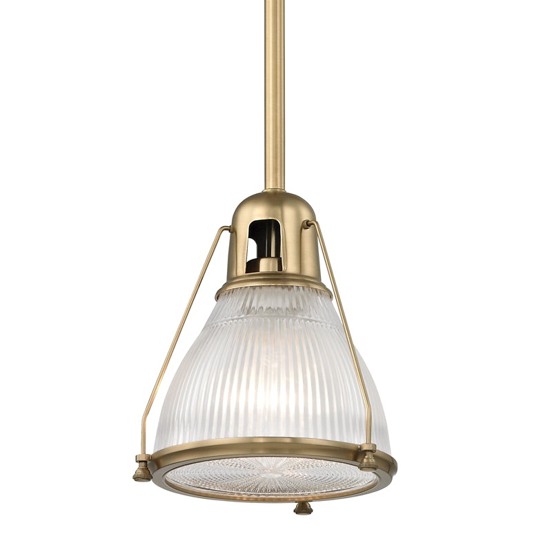One Light Pendant from the Haverhill Collection in Aged Brass Finish by Hudson Valley