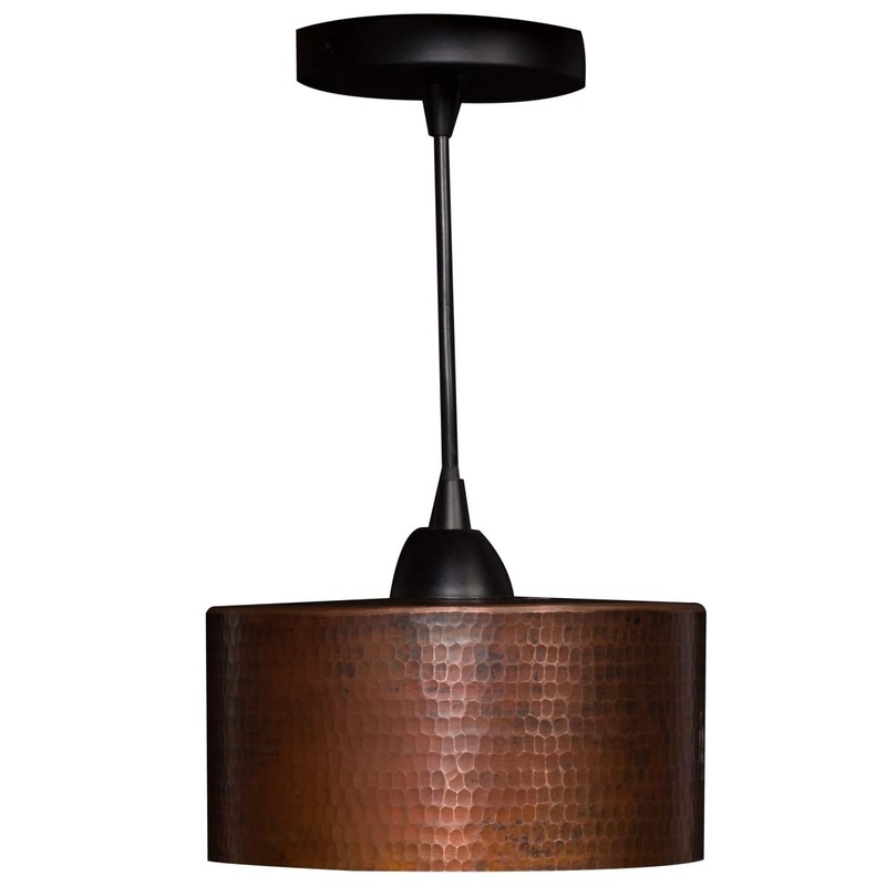 Premier Copper Products Hand Hammered Copper 8″ Round Cylinder Pendant Light