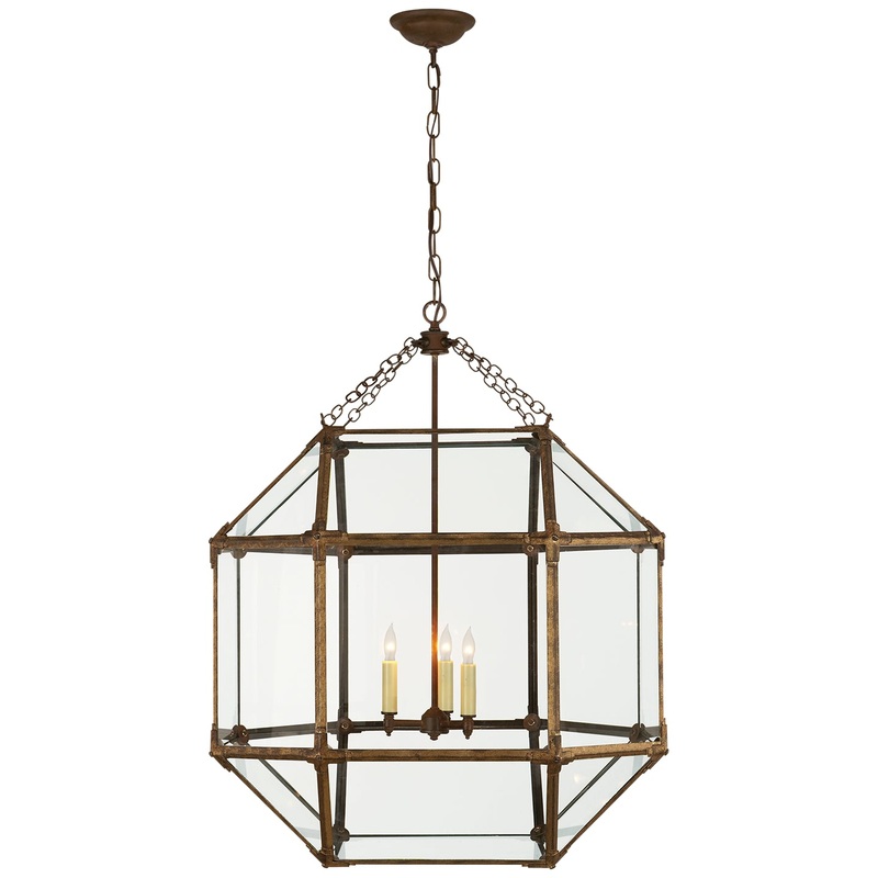Three Light Lantern from the Morris Collection in Gilded Iron Finish by Visual Comfort Signature