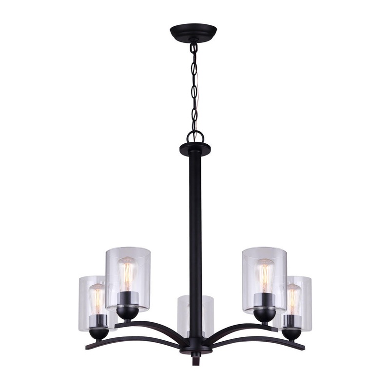Canarm ICH370A05BK-CL Hampton Five Light Chandelier Matte Black
