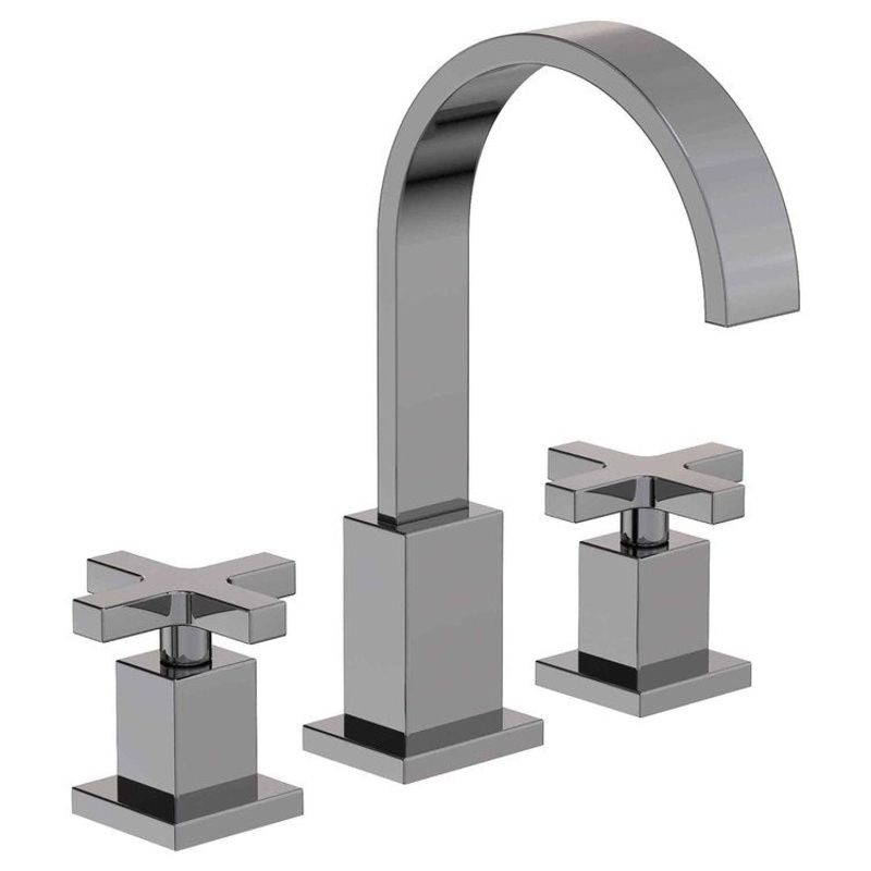 Lavatory Faucet Secant Widespread 8 to 20 Inch Spread 2 Cross ADA Midnight Chrome 1.2 Gallons per Minute Brass Spout Height 6-3/4 Inch