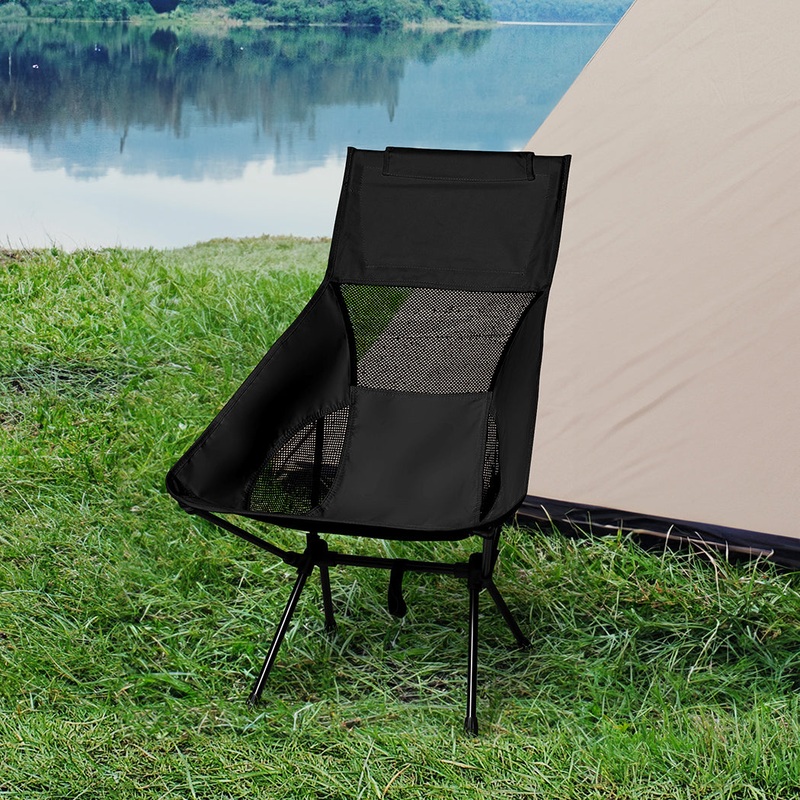 Levede Camping Chair Folding Outdoor Large Black