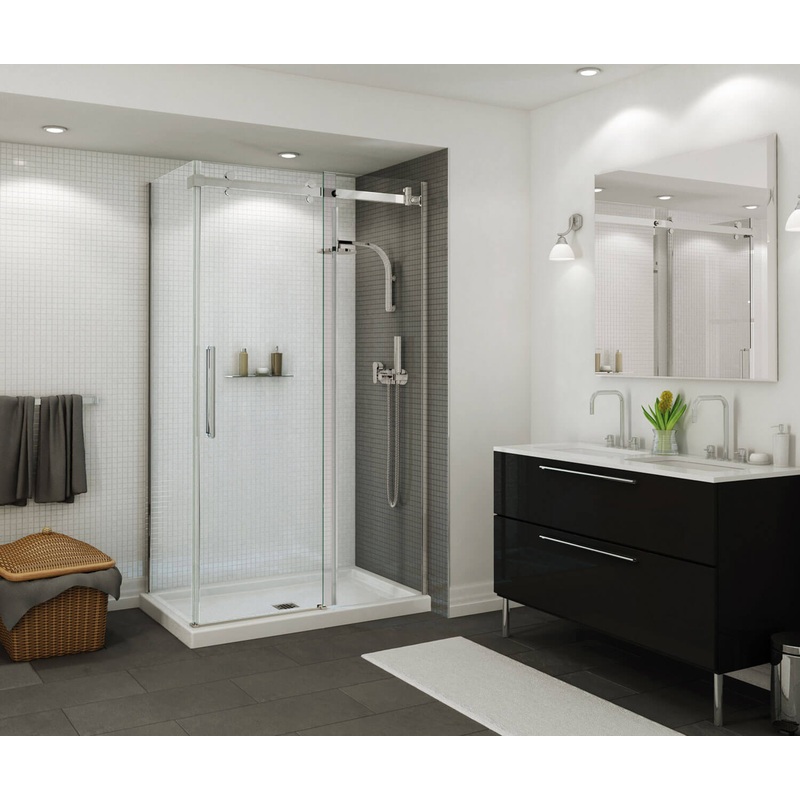 MAAX 420002-503-001-100 B3Square 4834 Acrylic Corner Right Shower Base in White with Center Drain