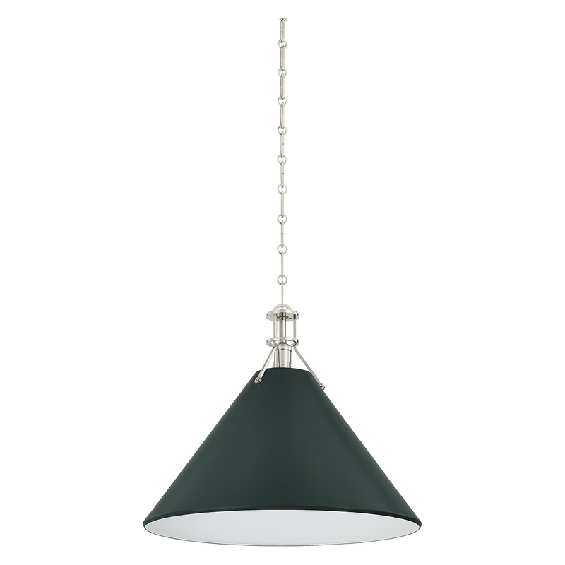 Painted No.2 1-Light Pendant Polished Nickel/Soft Studio Green