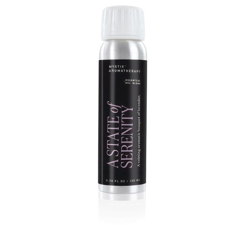 Steamhead Oil Mystix Aromatherapy A State of Serenity Essential Blend 100 Milliliter Blend Contains Lavandin Sweet Orange Geranium Cedarwood Marjoram Lavender Frankincense 5-1/4 Inch 1-3/8 Inch