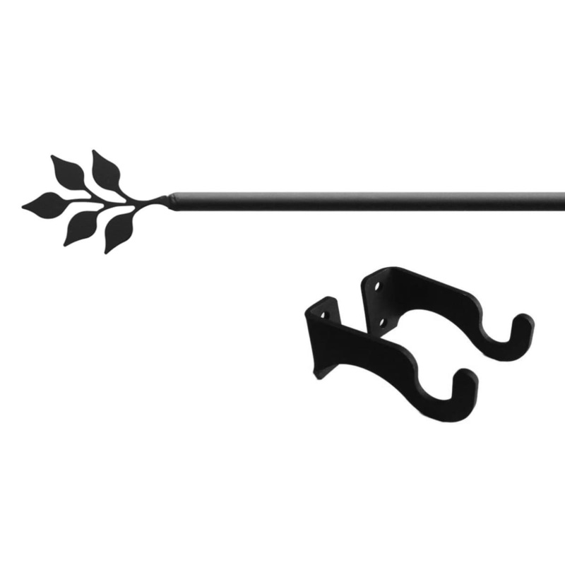 Village Wrought Iron CUR-76-35-S Leaf Curtain Rod SM (Hardware is INCLUDED)