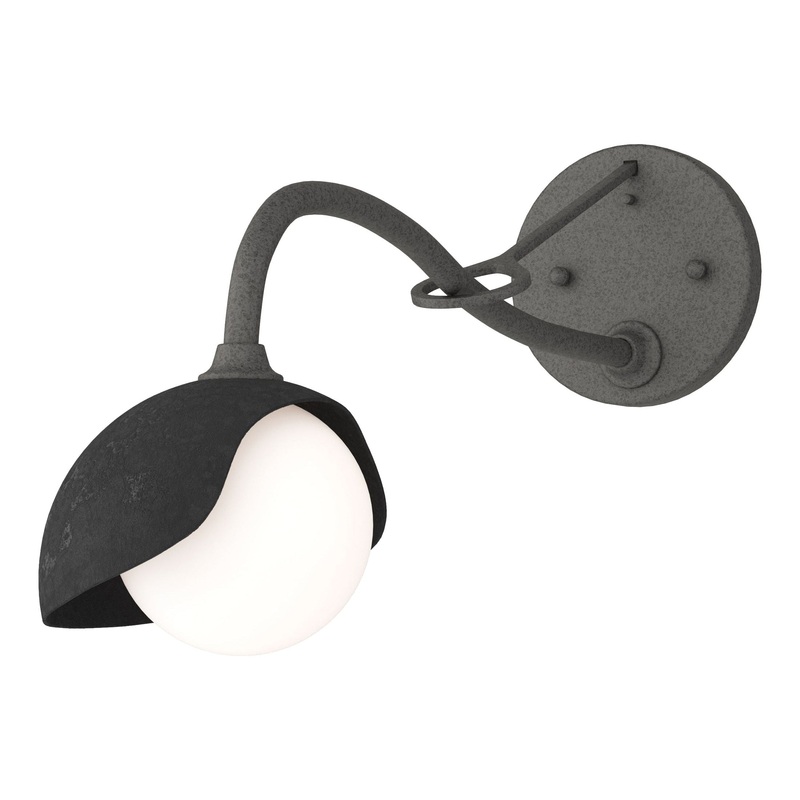 Brooklyn 1-Light Single Shade Long-Arm Sconce Natural Iron Black