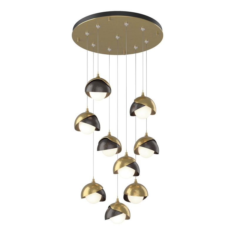 Brooklyn 9-Light Double Shade Pendant Modern Brass Oil Rubbed Bronze