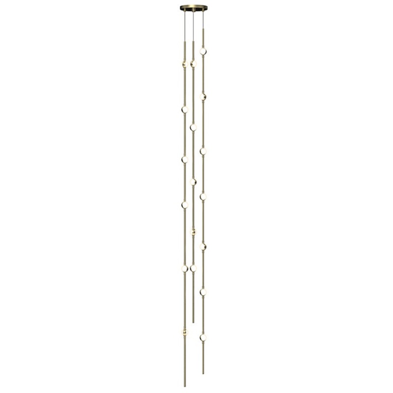 Constellation Andromeda Tall 6″ Round LED Pendant Satin Brass with White Optical Acrylic 3000K 10′ Adjustable Cord